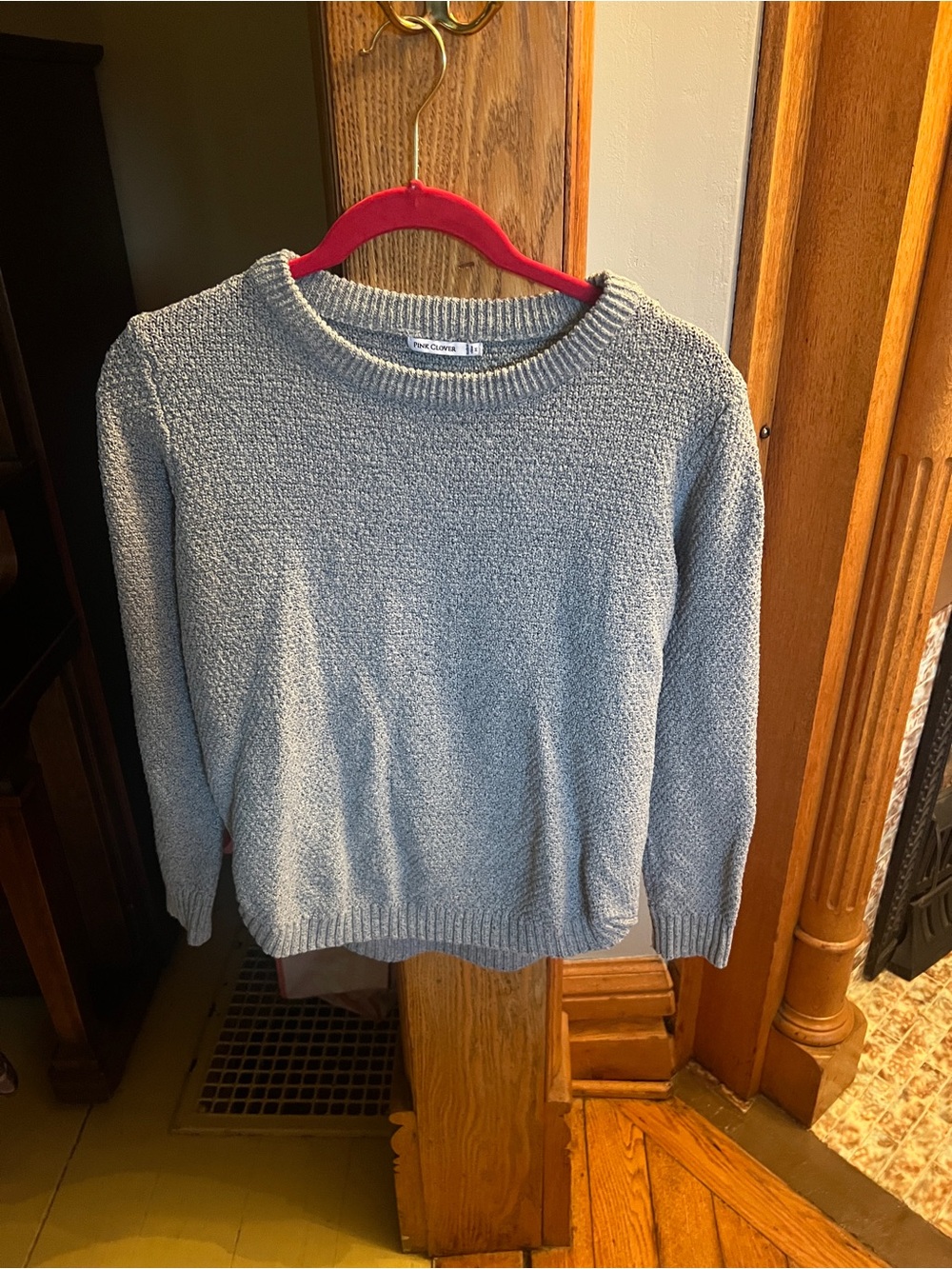 Pink Clover Light Blue Textured Crewneck Sweater